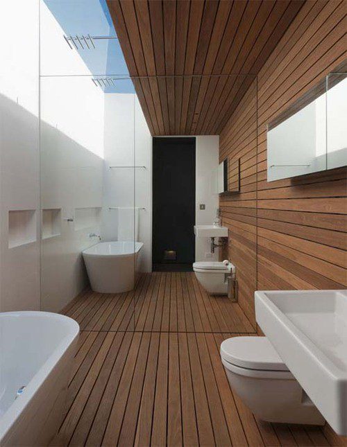 drewno w łazience, egzotyczne drewno
